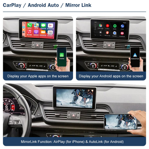 Wireless CarPlay for Audi Q5 2008-2022, with Android Auto Interface AirPlay Mirror Link Car Play Functions