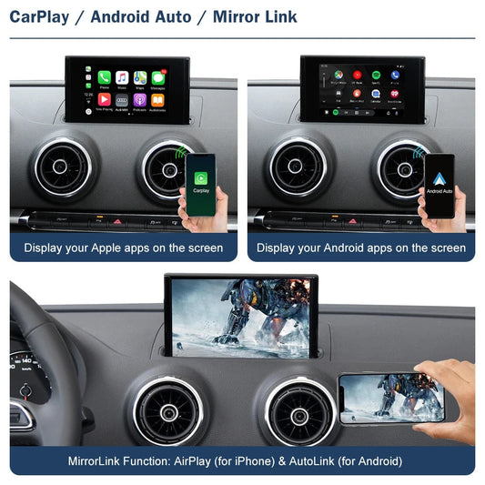 Wireless CarPlay Android Auto Interface for Audi Q2 2008-2022, with AirPlay Mirror Link Car Play Functions