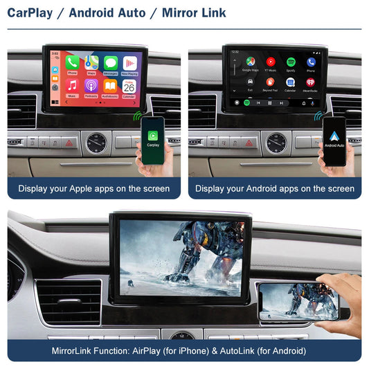 Interface Android Auto CarPlay sans fil pour Audi A8/S8 2009-2018, avec fonctions AirPlay Mirror Link Car Play 