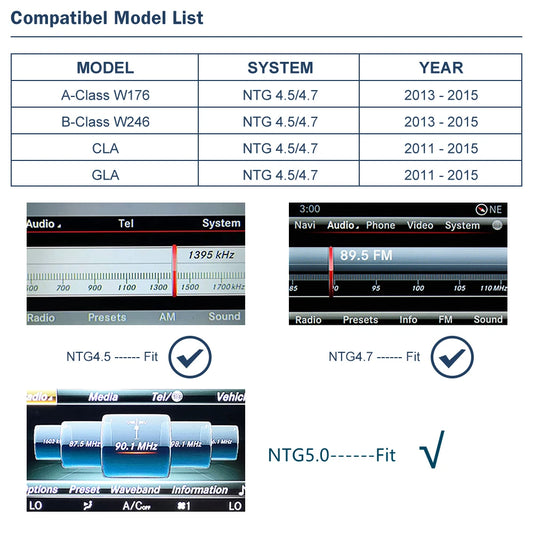 Kabelloses CarPlay für Mercedes Benz A-Klasse W176 B-Klasse W246 CLA GLA NTG4.5/NTG4.7/NTG5.0 2013-2018 mit Android Auto 