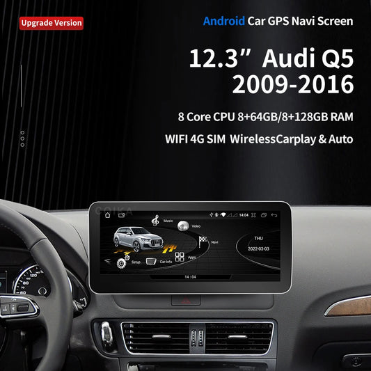 12.3 "8 Core Android 12 Auto GPS Navi Player Für Audi Q5 2009-2016 HD 1920*720 8 + 128GB WIFI SIM Carplay Radio Multimedia Stereo 