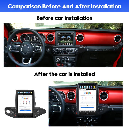 13.6" Qualcomm For Jeep Wrangler JL 2018-2021 Car Radio Stereo Carplay Upgrade Tesla Style Screen Android Auto GPS Navigation Multimedia Player