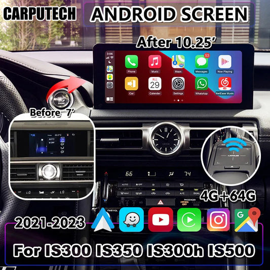 10.25 Inch Android Car Multimedia Auto Play Interface Radio Screen for Lexus IS300 IS350 IS300H IS500 IS 300h 2021-2024