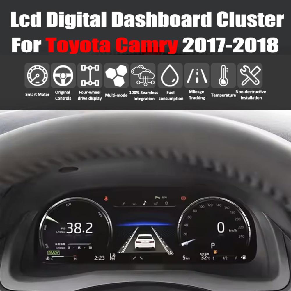 For Toyota Camry 2017-2018 12.3" LCD Digital Dashboard Cluster Car Panel Speedometer Virtual Cockpit