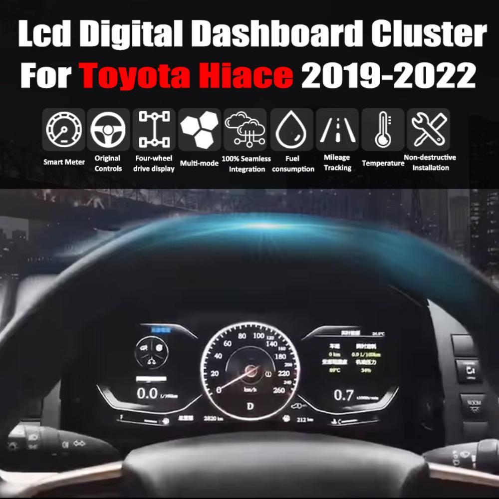 Pour Toyota Hiace 2019-2022 12.3" LCD Tableau de bord numérique Cluster Panneau de voiture Compteur de vitesse Cockpit virtuel