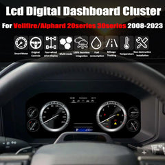 For Toyota Vellfire/Alphard 20series 30series 2008-2023 12.3" LCD Digital Dashboard Cluster Car Panel Speedometer Virtual Cockpit