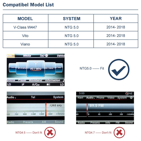 Kabelloses CarPlay für Mercedes Benz V-Klasse W447 2014-2018 Vito Viano NTG5.0 mit Android Auto Interface Link AirPlay Play