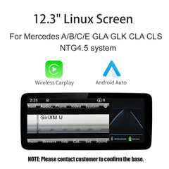 Wireless Carplay/Android Auto 12.3'' Touch screen Multimedia Radio Receiver for Mercedes Benz GLA CLA GLC GLK ML W205 W176 C117