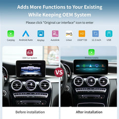 Wireless Carplay/Android Auto 12.3'' Touch screen Multimedia Radio Receiver for Mercedes Benz GLA CLA GLC GLK ML W205 W176 C117