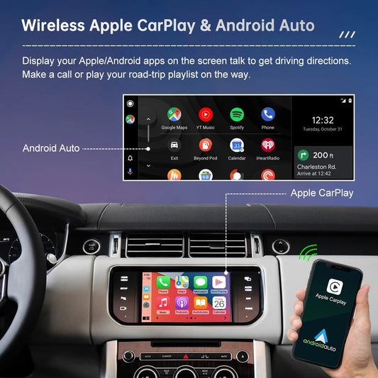 CarPlay sans fil pour Jaguar/Land Rover Discovery 4/Discovery5 Range Rover Evoque (2011-2020), avec interface Android Auto AirPlay Mirror Link Fonctions Car Play