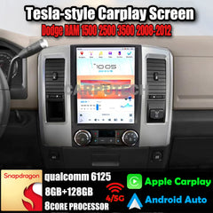 12.1" Qualcomm For Dodge RAM 1500 2500 3500 2008-2012 Car Radio Stereo Carplay Upgrade Tesla Style Screen Android Auto GPS Navigation Multimedia Player