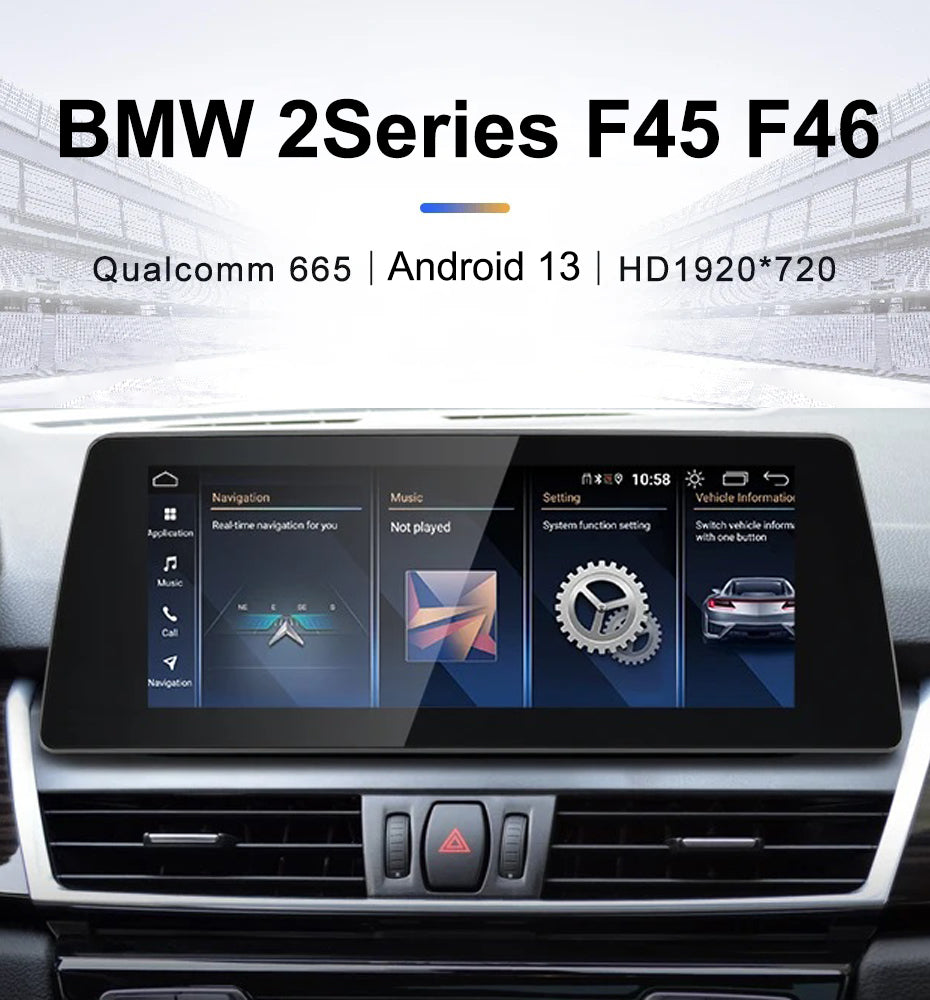 Pour BMW Série 2 F45 F46 NBT EVO ID6 ID8 Qualcomm Snapdragon665 Android 13 Sans Fil CarPlay AUTO Lecteurs Multimédia De Voiture GPS Navi 10.25 pouces HD Écran Tactile 