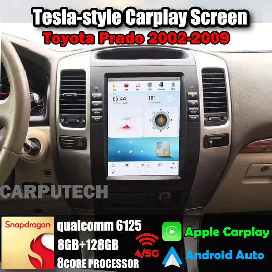 10.4" Qualcomm For Toyota Prado 2002-2009 Car Radio Stereo Carplay Upgrade Tesla Style Screen Android Auto GPS Navigation Multimedia Player