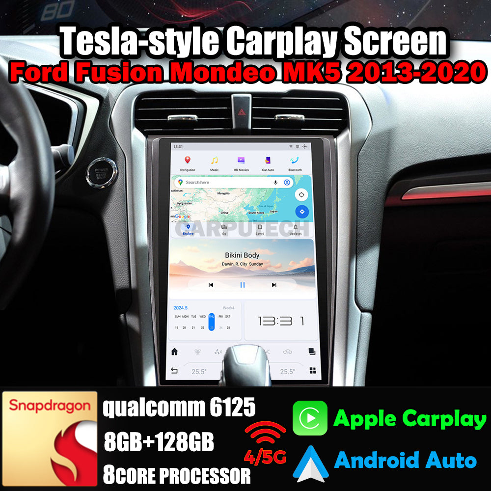 13,6 "Qualcomm pour Ford Fusion Mondeo MK5 2013-2020 autoradio stéréo Carplay mise à niveau écran de style Tesla Android Auto GPS Navigation lecteur multimédia