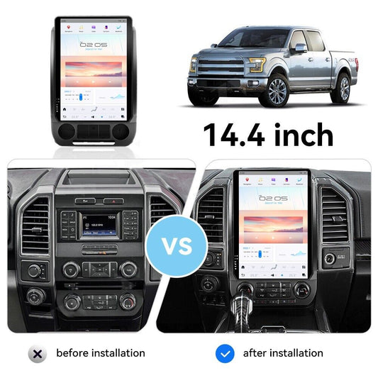 Für Ford F150 2015-2022 F250 F350 F450 Heavy Duty Truck 2017-2022 Autoradio Stereo Carplay Upgrade Tesla Style Bildschirm 14,4" Qualcomm Android Auto GPS Navigation Multimedia Player 