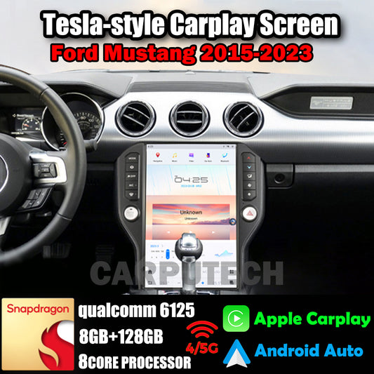 Autoradio 14,4" Qualcomm pour Ford Mustang 2015-2023, stéréo, Carplay, mise à niveau, écran de style Tesla, Android Auto, navigation GPS, lecteur multimédia