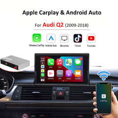 Interface Android Auto CarPlay sans fil pour Audi Q2 2008-2022, avec fonctions AirPlay Mirror Link Car Play