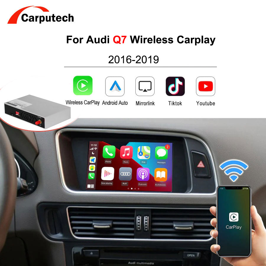 Kabelloser CarPlay-Decoder, Android Auto-Schnittstelle für Audi Q7 2016–2019, mit AirPlay Mirror Link-Car-Play-Funktionen 