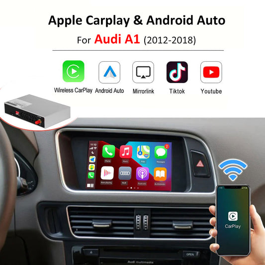 Interface CarPlay Android Auto sans fil pour Audi A1 2012-2018, avec fonctions AirPlay Mirror Link Car Play 