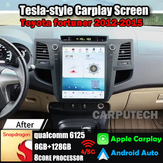 12,1 Zoll für Toyota Fortuner 2012–2015 Autoradio Stereo Carplay Upgrade Tesla Style Bildschirm Android Auto GPS Navigation Multimedia Player