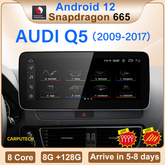 Snapdragon665 8G 128G Android12 Sans Fil Carplay AUTO Pour AUDI 09-16 Q5 Lecteurs Vidéo De Voiture Navigation GPS Bluetooth Radio Android 