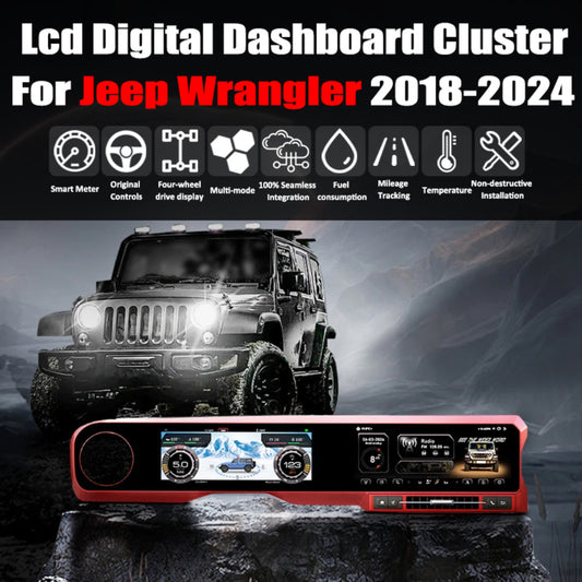 Jeep Wrangler 2018-2024 Digital Dashboard Cluster Dual Screen Car Radio Strip Screen CarPlay Android Auto Speed Meter Screen