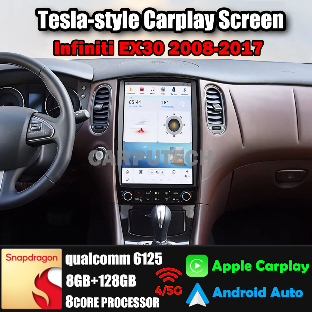 12.1" Qualcomm pour Infiniti EX30 2008-2017 Autoradio Stéréo Carplay Mise à Niveau Écran Style Tesla Android Auto Navigation GPS Lecteur Multimédia 