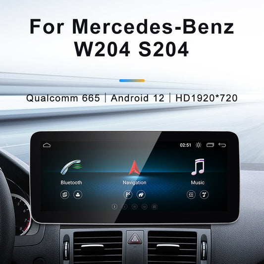 Für Mercedes Benz C-Klasse W204 S204 | Kabelloses CarPlay und Android Auto | 12,3-Zoll-Touchscreen Snapdragon665 Android13 Auto-GPS-Stereo-Multimedia-Autoradio-Headunit 