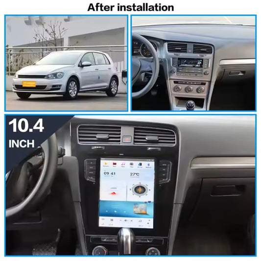 10,4 Zoll Autoradio für Volkswagen VW Golf 2013–2019, Stereo-Carplay-Upgrade, Tesla-Stil-Bildschirm, Android Auto, GPS-Navigation, Multimedia-Player