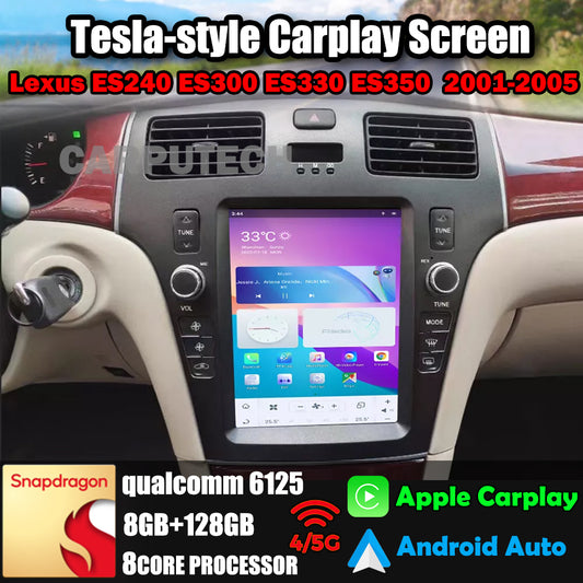 10.4" Qualcomm For ES240 ES300 ES330 ES350 2001-2005 Car Radio Stereo Carplay Upgrade Tesla Style Screen Android Auto GPS Navigation Multimedia Player