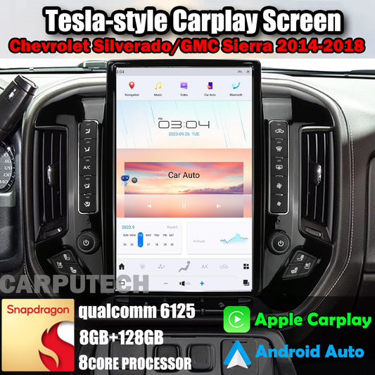 Autoradio 14,4" Qualcomm pour Chevrolet Silverado/GMC Sierra 2014-2018, stéréo, Carplay, mise à niveau, écran de style Tesla, Android Auto, navigation GPS, lecteur multimédia