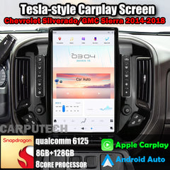 Autoradio 14,4" Qualcomm pour Chevrolet Silverado/GMC Sierra 2014-2018, stéréo, Carplay, mise à niveau, écran de style Tesla, Android Auto, navigation GPS, lecteur multimédia