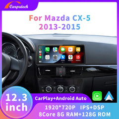 Carputech Écran Carplay 12,3" pour Mazda CX-5 CX5 2013 2014 2015 Autoradio Lecteur multimédia Navigation GPS Android 10 4G WIFI 