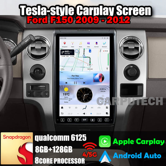 For Ford F150 2009-2012 Car Radio Stereo Carplay Upgrade Tesla Style Screen 14.4" Qualcomm Android Auto GPS Navigation Multimedia Player