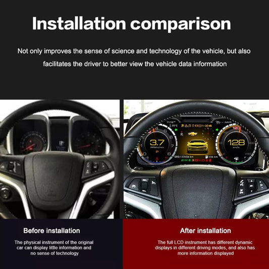 Tableau de bord numérique LCD 12,3 pouces pour Chevrolet Camaro 2010-2015, panneau de voiture, compteur de vitesse, cockpit virtuel 