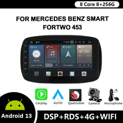 For Mercedes Benz Smart Fortwo 453 Car Radio Android 12 CarPlay Navigation Auto Stereo Screen Qualcomm Bluetooth WIFI 4G