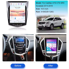 Autoradio 10,5" Qualcomm pour Cadillac ATS CTS XTS SRX Escalade 2013-2018, mise à niveau Carplay, écran de style Tesla, Android Auto, navigation GPS, lecteur multimédia