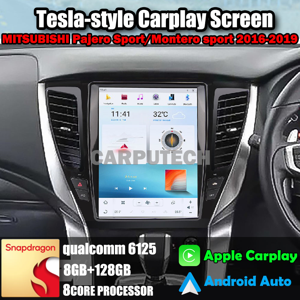 12.1" For MITSUBISHI Pajero Sport/Montero sport 2016-2019 Car Radio Headunit Stereo Carplay Upgrade Tesla Style Screen Android Auto GPS Navigation Multimedia Player