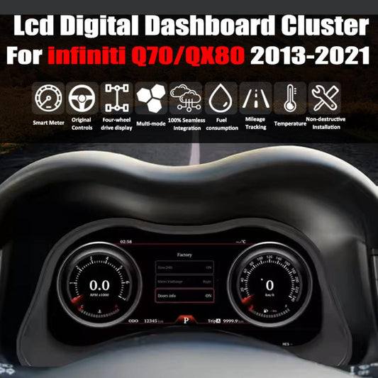 For Infiniti Q70/ QX80 2013-2021 12" LCD Digital Dashboard Cluster Car Panel Speedometer Virtual Cockpit