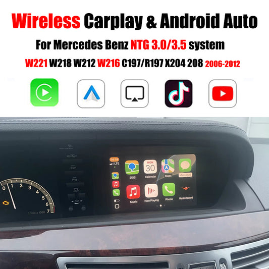 Carputech CarPlay sans fil Android Auto pour Mercedes Benz NTG 3.0/3.5 système Classe S W221 Classe CL W216 2006-2012 avec fonction Mirror Link AirPlay 