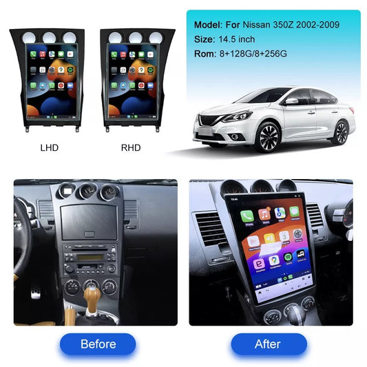 14.5" Qualcomm For Nissan 350Z 2002-2009 Car Radio Stereo Carplay Upgrade Tesla Style Screen Android Auto GPS Navigation Multimedia Player