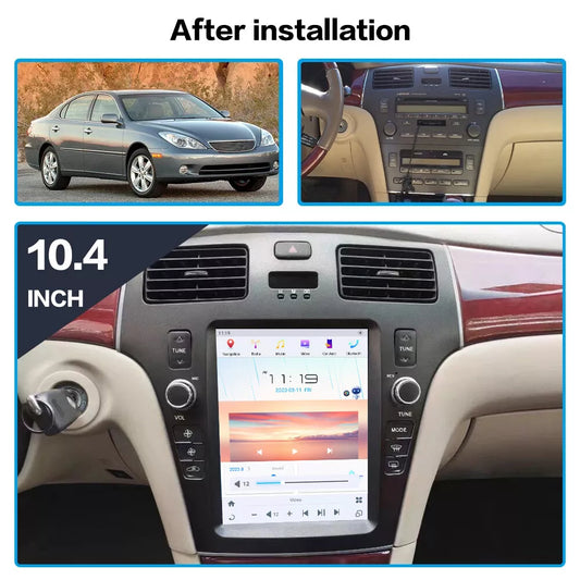 10.4" Qualcomm For ES240 ES300 ES330 ES350 2001-2005 Car Radio Stereo Carplay Upgrade Tesla Style Screen Android Auto GPS Navigation Multimedia Player