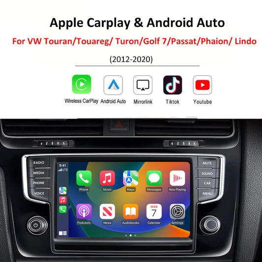 Kabelloses CarPlay für VW Touran/Touareg/ Turon/Golf 7/Passat/Phaion/ Lindo 2012-2020, mit Android Auto Schnittstelle AirPlay Mirror Link Car Play Funktionen 