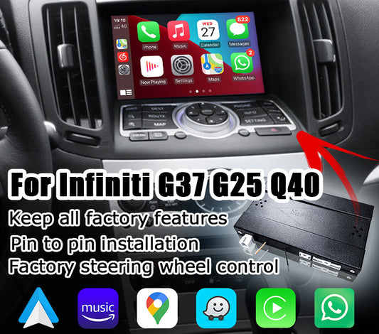 Drahtlose Carplay Android Auto-Schnittstellenbox für Infiniti G37 G25 G35 Q40 Q60 Kompatibel Nissan 370GT Skyline IT08 08IT 