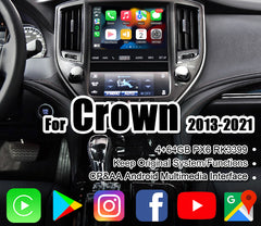 Module d'interface vidéo sans fil Apple Carplay / Android de Carputech pour Toyota Crown 2013-2021 AWS210 215 204 avec YT, NF, Google Play LX570 GX460