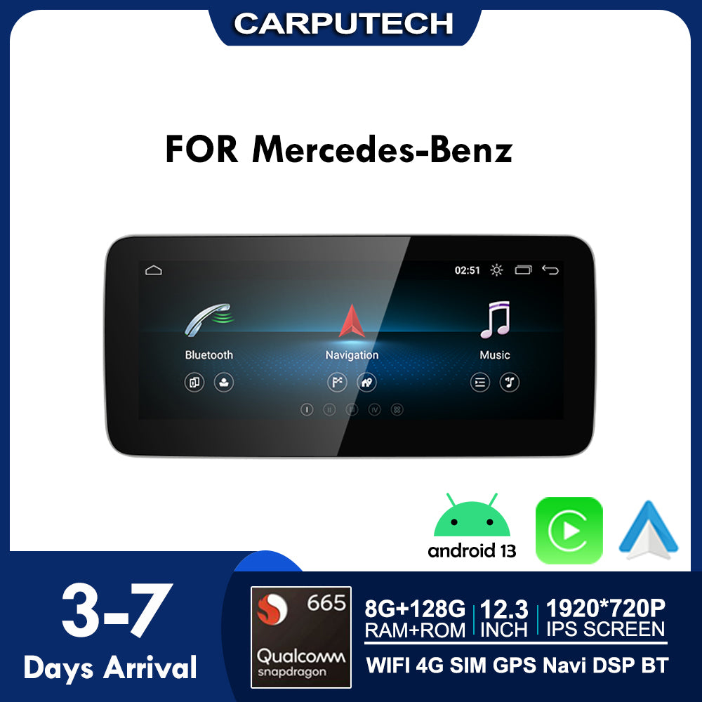 12,3 Zoll Kabelloses CarPlay für Mercedes Benz | Snapdragon665 Android13 Auto-GPS-Stereo-Multimedia-Autoradio-Steuergerät 