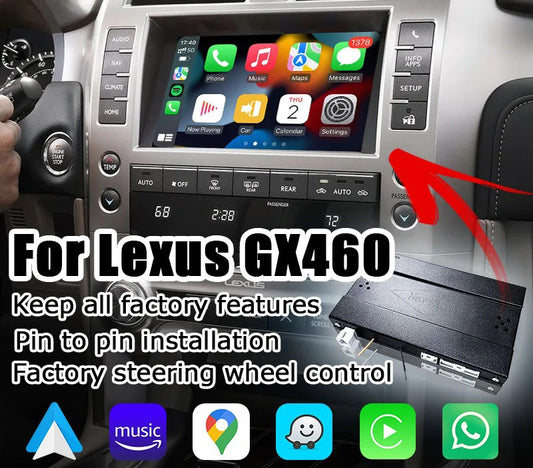 Drahtlose Carplay- und Android Auto-Schnittstellenbox für Lexus GX460 2014-2021 mit Telefonspiegel-Link-Carplay-Upgrade-Modul 