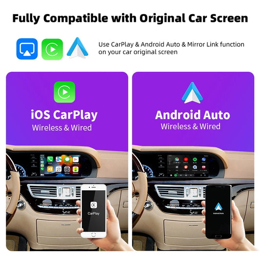 Carputech CarPlay sans fil Android Auto pour Mercedes Benz NTG 3.0/3.5 système Classe S W221 Classe CL W216 2006-2012 avec fonction Mirror Link AirPlay 